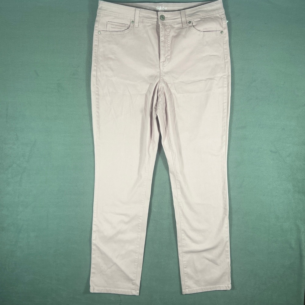 Style & Co Womens Pants 14 Pink Straight Leg Full Length Stretch 5 Pocket
